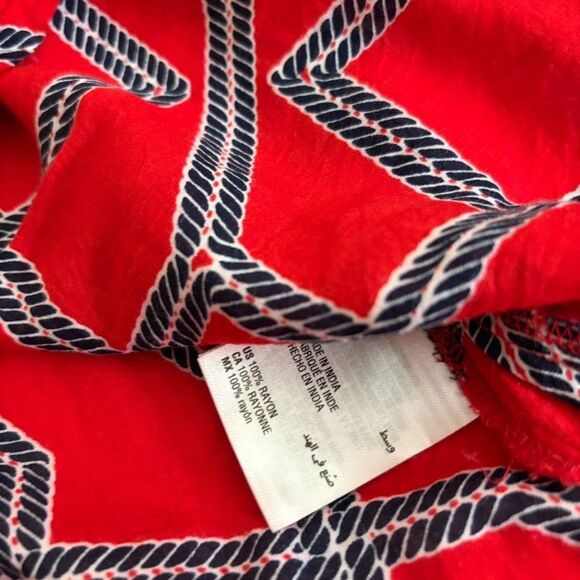 Charter Club Blouse Women's Medium Red V-Neck 3/4 Sleeve Career Shirt Top - Picture 7 of 8